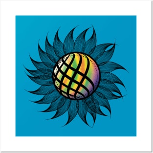 Rainbow Sunflower Posters and Art